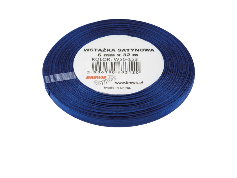 Wstążka satynowa 6mmx32m granatowa 2 Brewis